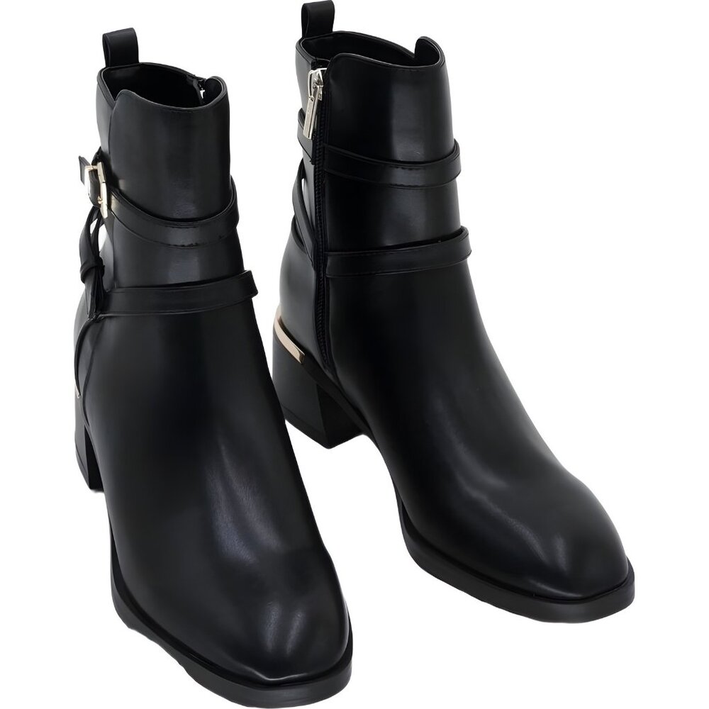 Calvin Klein Jasen Buckle Block Heel Booties Womens US 5.5M